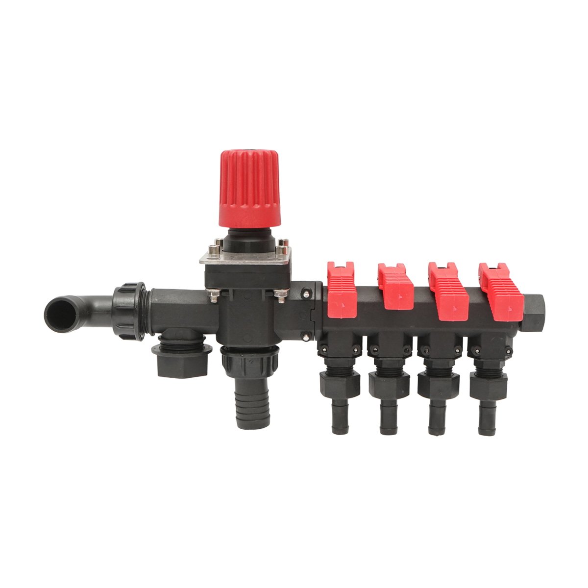 Distribuitor cu 4 cai si manometru cu glicerina pentru erbicidator (compatibil model polonez)
